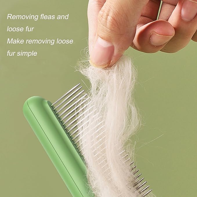 Small Dog Grooming Brush,Puppy Hair Brush for Shedding Tangles Pet Hair Removal Comb Stainless Steel Teeth Flea Comb - Perfect for Shih Tzus,Yorkies,Maltipoos,Maltese,Small Breeds (Long & short teeth)
