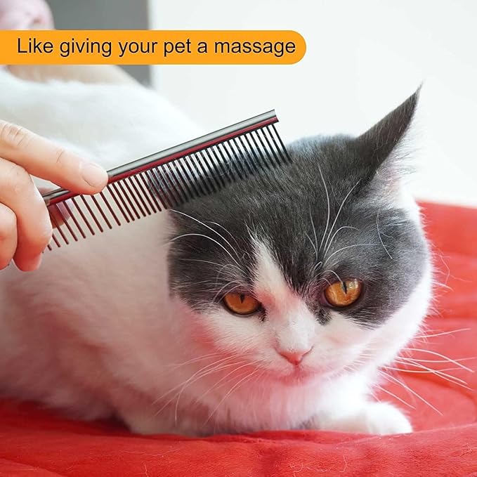 Stainless Steel Grooming Comb for Dog Cats and Pets Dog & Cat Dematting Comb: Pet Grooming Tool for Removing Loose Undercoat, Mats, and Tangled Hair - Doodle Dematting Comb, Self-Cleaning