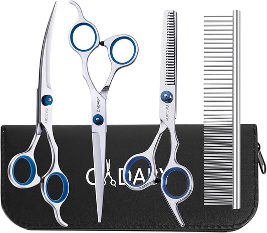 Dog Grooming Scissors Kit, 5 in 1 Dog Grooming Scissors, Professional Stainless Steel Pet Shears