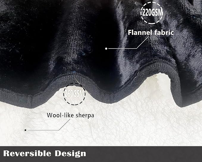 Bucephalus Waterproof Dog Blanket, Thick Reversible Soft Pet Blankets for Couch Bed Protection, Pee Proof Sherpa Fleece Blanket for Small Medium Large Dogs Puppy Cats Washable (Black,50"×60")