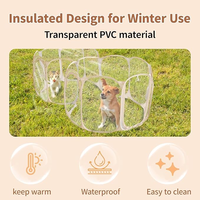 Cold Resistant Cat Playpen PVC Dog Playpen - 90''Portable & Foldable Indoor Outdoor Puppy Playpen - Insulated 2-Room Dog TentCrate Cage Kennel, Playpen for Kitten, Small Animals Play Pen(90"x45"x28")