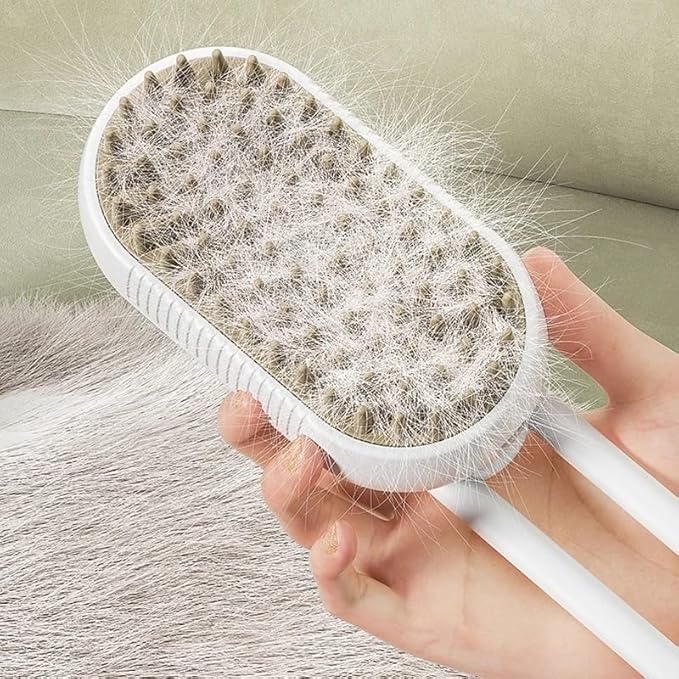 Pet Grooming Steam Brush for Dogs and Cats, Rechargeable, Soft and Comfortable, Suitable for Long/Short Hair (Rose Gold)