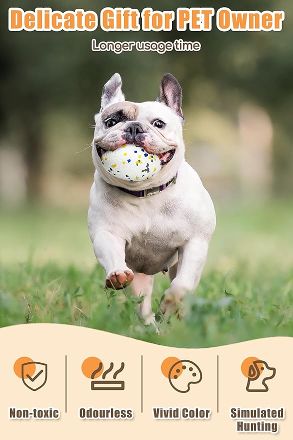 Upgrade Bone Dog Balls Tough Dog Toys for Aggressive Chewers, Indestructible Chew Bone Toy Tennis Balls for Large Breed (White)