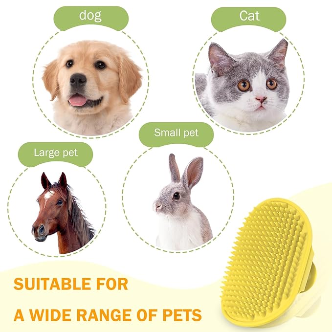 TORMEN 2 pcs Dog Bath Massage Brush, Dog Grooming Brush,Rubber Grooming Brush with Adjustable Handle for Dogs and Cats, Soft, Gentle & Skin-Safe for Long & Short Hair (Yellow)