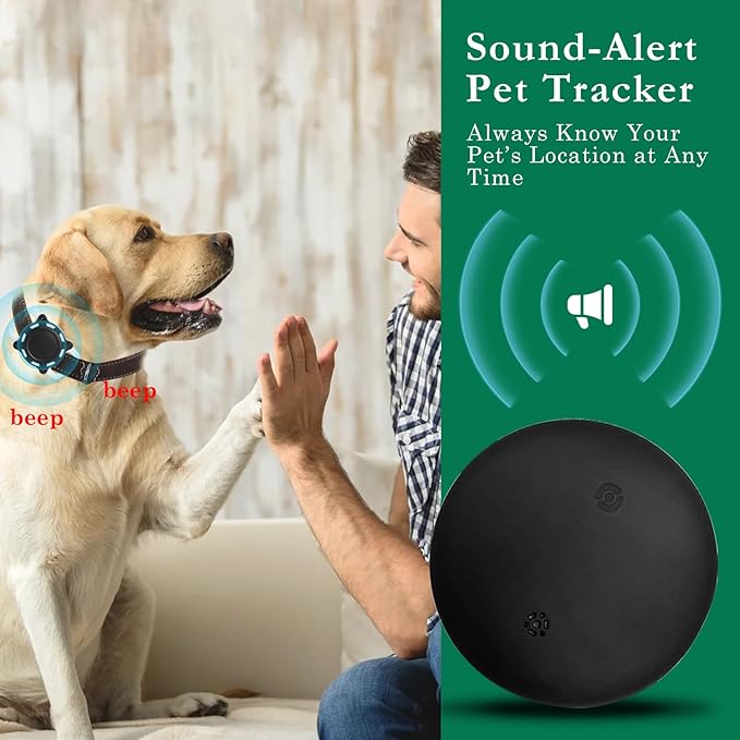 Dog Tracker, Pet Location Tracker with Collar Holder for Dogs, No Subscription, MFi Certified, Works with iOS Find My, Smart Location Device (Black and White)