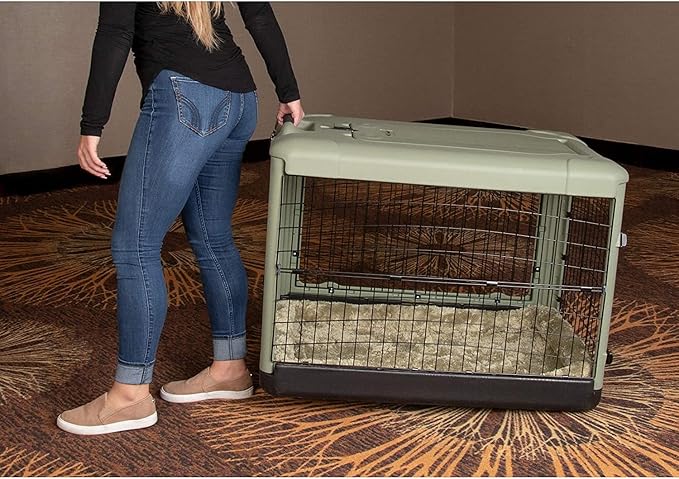 Pet Gear “The Other Door” 4 Door Steel Crate for Dogs/Cats with Garage-Style Door, Includes Plush Bed + Travel Bag, No Tools Required, 3 Models, 3 Colors