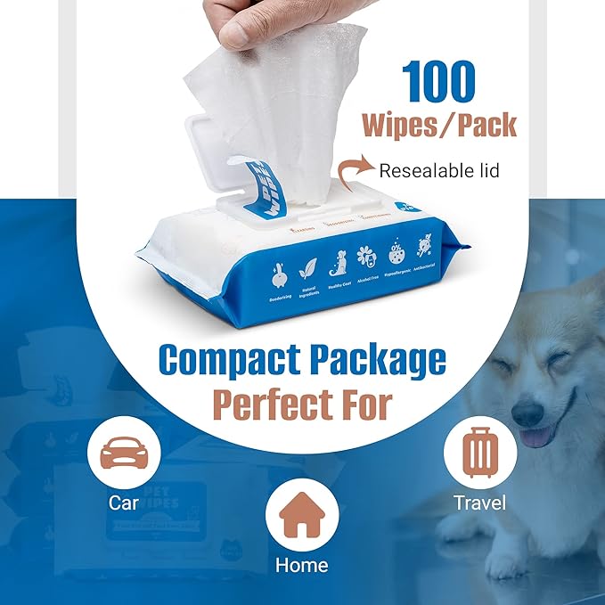 Dog Wipes for Paws and Butt - 600count/6packs Pet Wipes for Dogs and Cats, Puppy Wipes - Dog Grooming Wipes Cleaning Deodorizing - Fragrance Free Dog Face Wipes