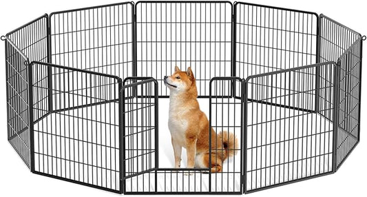 MoNiBloom Dog Playpen Outdoor, 32" Height 10 Panels Heavy Duty Metal Dogs Pen for Medium/Small Animals Pet Exercise Pen for RV Camping Yard