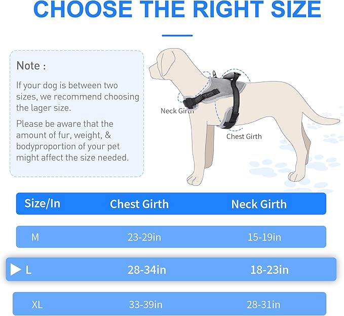 Reflective Tactical Vest Harness, Heavy-Duty for Large Dogs, Adjustable with Handle, Ideal for Training, Hunting, Walking - Grey, Large.