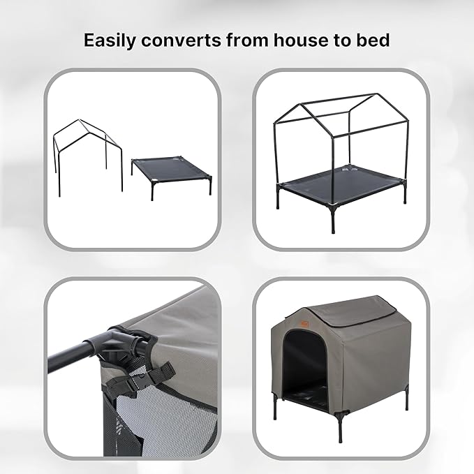 TRIXIE 2-in-1 Dog House and Bed - Elevated Indoor/Outdoor Tent with Removable Cover - Waterproof and Sun-Resistant - for Small/Medium Dogs up to 55 lbs - 30.7 x 24.4 x 32.3 in