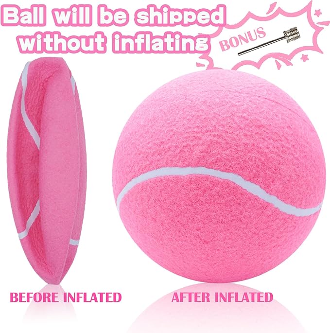 Large Dog Tennis Ball,9.5" Giant Doy Sport Ball Toy,Pet Birthday Present Interactive Dog Toys for Small Medium Large Dog (Pink)
