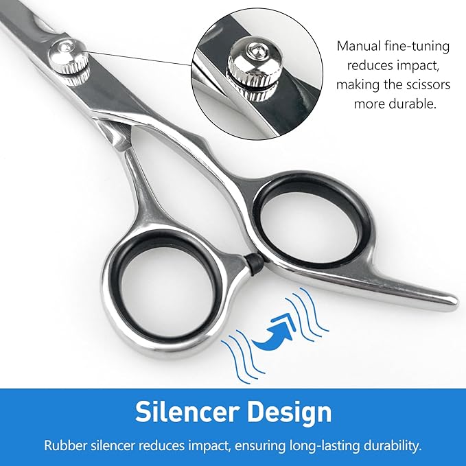 Professional Curved Dog Grooming Scissors with Rounded Tips, Cat Shears, 4CR Stainless Steel Curved Blades, Pet Home Grooming Tools