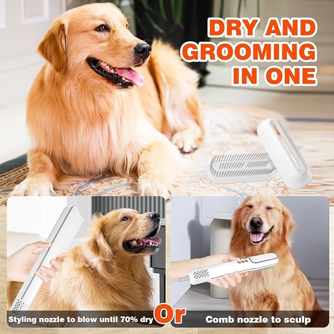Portable Handheld Pet Grooming Hair Dryer, Dog Hair Dryer Pet Grooming Dryer Smart Temp Feature, lower noise, Adjustable 3 Temperature &3 Airflow Speed for Household Travel Camping
