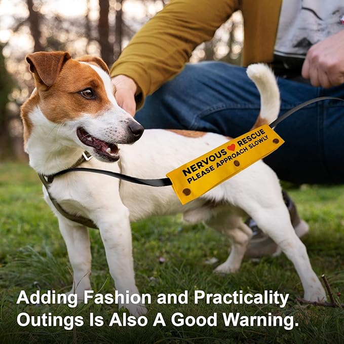 YROVWENQ Nervous Rescue Please Approach Slowly Yellow Sleeve - Funny Dog Leash Wrap for Dogs
