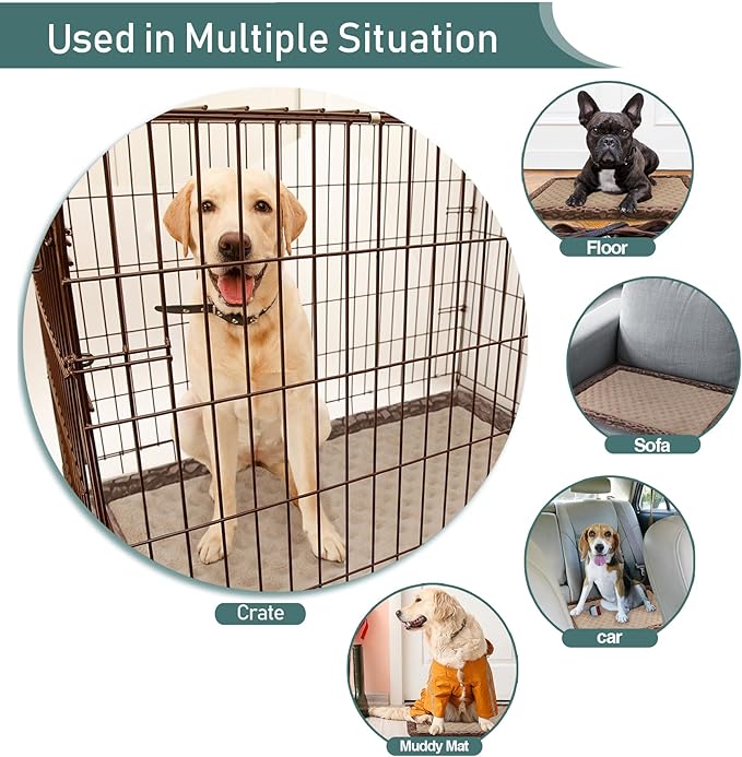 30 inch Dog Crate Bed Kennel Mat Indoor Cage Pad Medium Small Flat Thin Memory Foam Doggy Beds Washable Anti Slip Brown Puppy Sleeping Mat