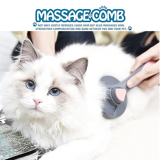 Self Cleaning Brush for Cats Dogs Grooming Brush Slicker Brush Remove Loose Hair Massage Comb Round Beads Bristles Particularly for Furry Pets (PINK) (GZ001)