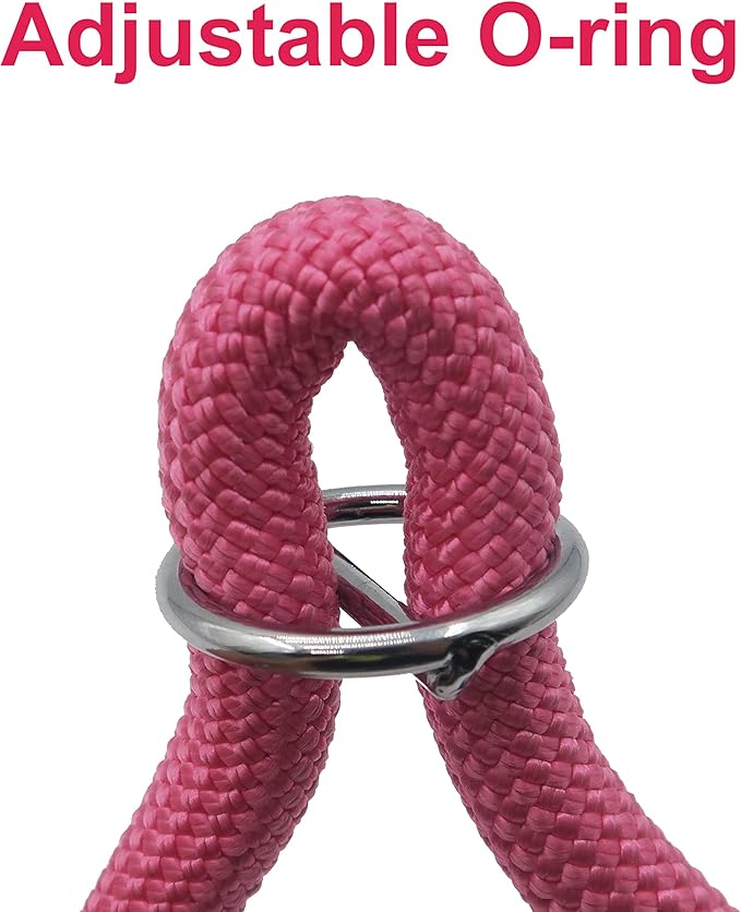 Braided Rope Collar, Pro Training Dog Collar, No Pull Round Martingale Collar, Slip Collar with Slidable Stop Ring - Ideal for Large Dogs (L(1/2") - 22" Long, Pink)