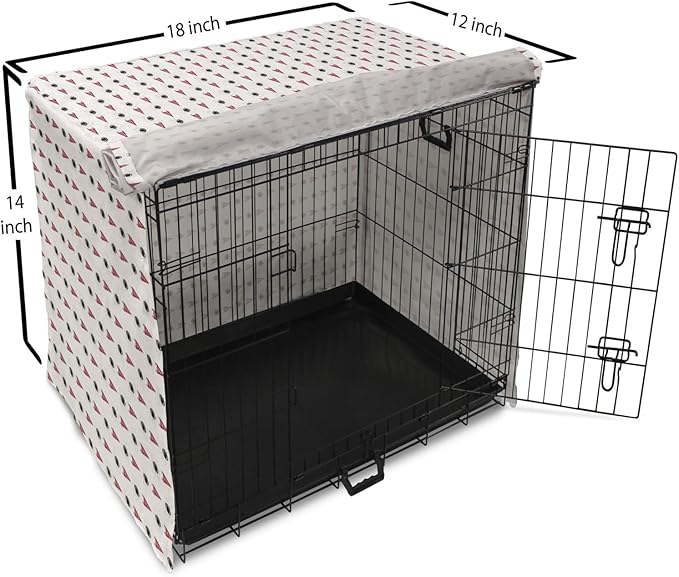 Lunarable Football Dog Crate Cover, Sportss Pennants Balls with Retro Burst Effect Graphic Game, Easy to Use Pet Kennel Cover for Small Dogs Puppies Kittens, 18 Inch, Maroon Black White