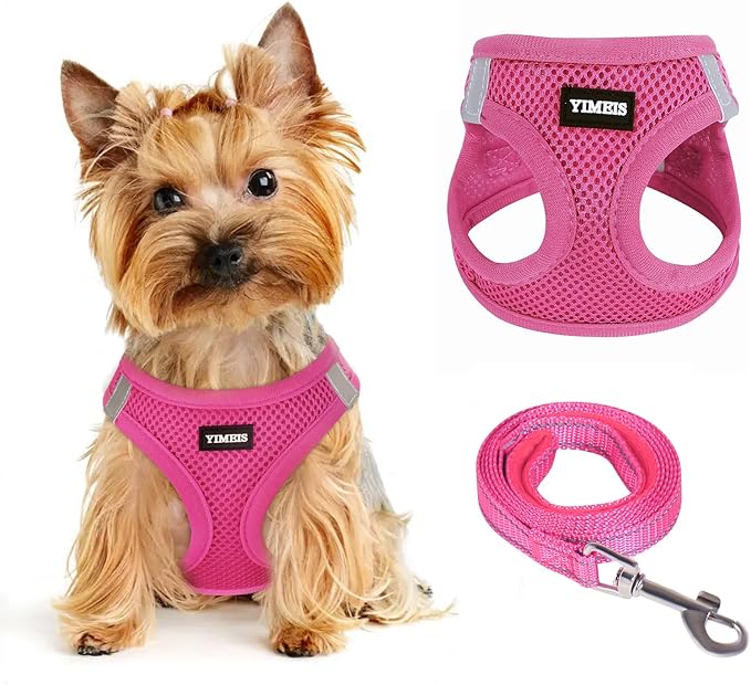 Dog Harness for Small Dogs, Small Dog Harness and Leash Set, Honeycomb Grid, Reflective Lightweight Harness & Anti-Twist Pet Lead,Dog Harness(Multi Color, Size: XS-S-M) (XS, Rose red)