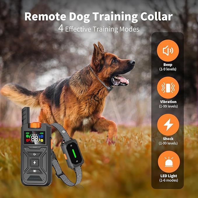 Shock Collar for Dogs, 3300FT Dog Training Collar, for Small, Medium and Large Dogs, 4 Training Modes, Dog Shock Collar with Remote Control, Rechargeable and Waterproof, E Collar for Dogs