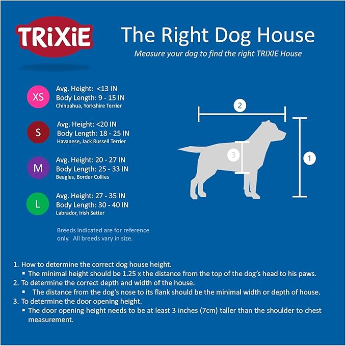 TRIXIE Natura Cottage Dog House– Dog House for Extra Large Dogs Outside with Weatherproof Sealer & Peaked Roof, Wooden Dog House with Adjustable Legs for Large Dogs – 44.25 x 38 x 41.5 in