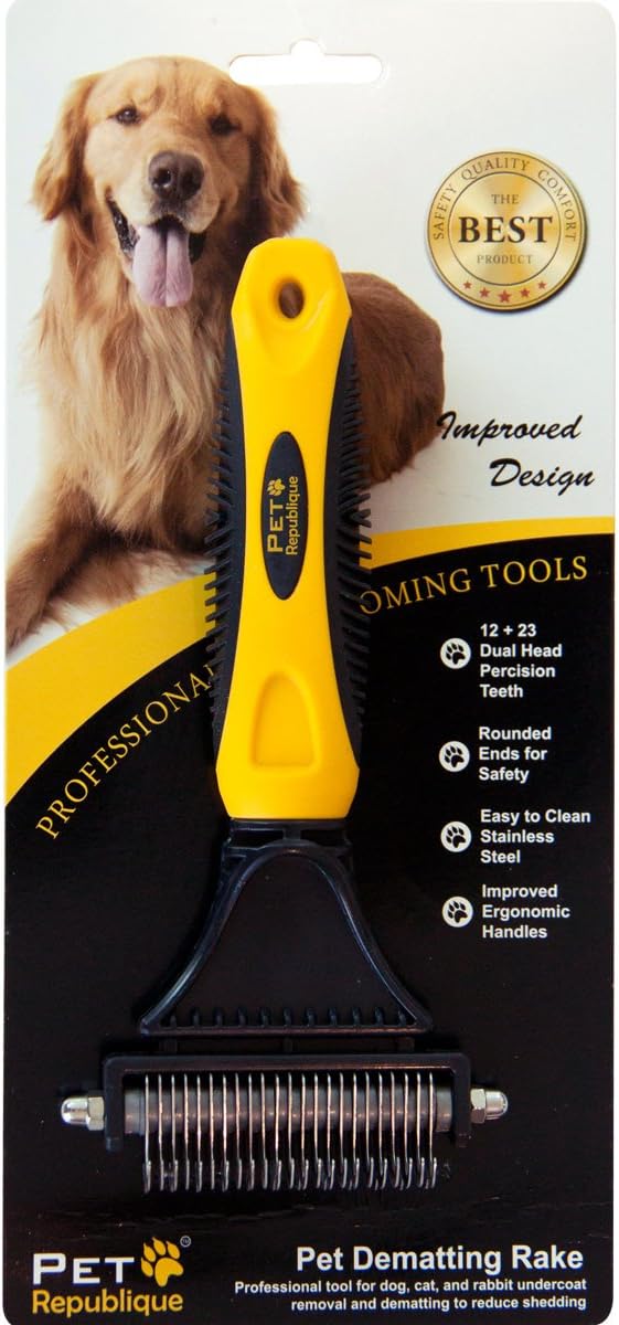 Pet Republique Matt Splitters Tool – Effective Mat Remover and De-matting Comb for Long-Haired Dogs, Cats, Rabbits – Regular 12+23 Teeth Design