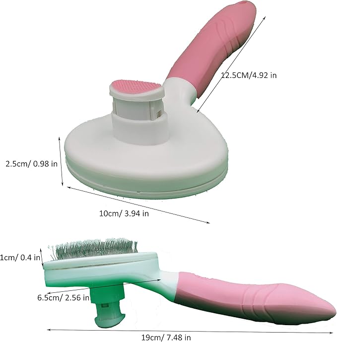 KIRTI Self Cleaning Slicker Brush for Dogs and Cats, Pet Grooming Hair Brush with Pin, Removes Shedding Tangled Hair and Massage Pink