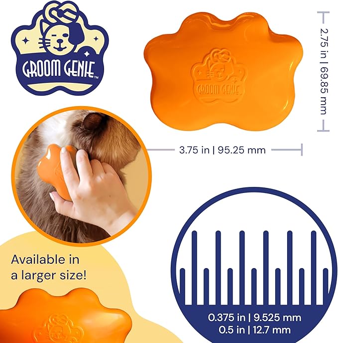 Small 4" Dog Pet Hair Massaging Brush Grooming Tool for Cats Dogs Long or Short Hair Tangerine Orange
