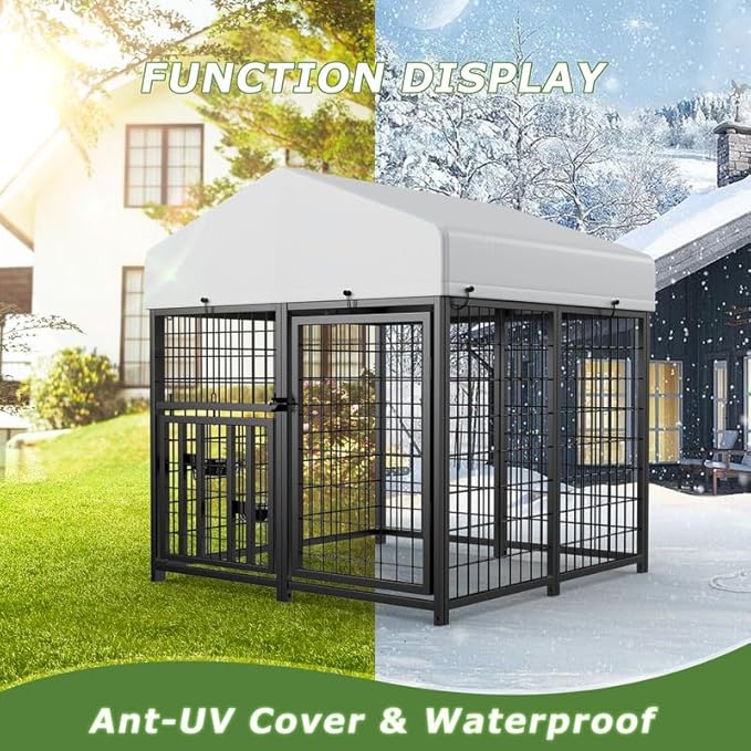 ROOMTEC Large Dog Kennel Outdoor Pet Pens Dogs Run (4'L x 4'W x 4.25'H)