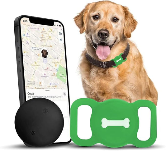 Smart Pet Tracker, Dog Tracker with Collar Holder, Smart Tag for Seamless Location Tracking, Work with Find My, Not GPS Tracker (Green)