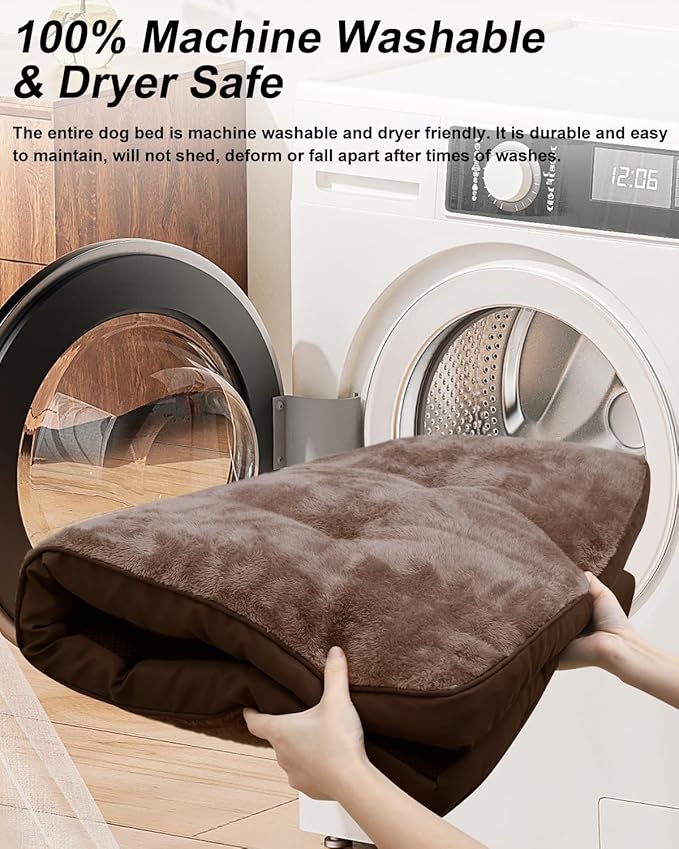 Dog Crate Bed for Medium Size Dogs,Washable Dog Kennel Pad Ultra Soft Pet Sleeping Mat for Cages,Anti-Slip Bottom,29x18 inch,Brown