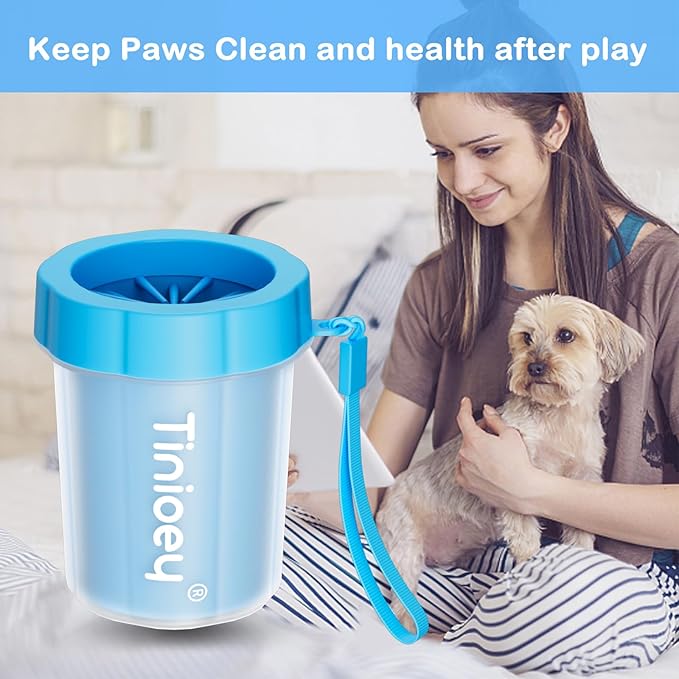 Dog Paw Cleaner for Small Dogs (with 3 Absorbent Towels), Dog Paw Washer, Muddy Paw Cleaner, Pet Foot Cleaner (Small, Blue)