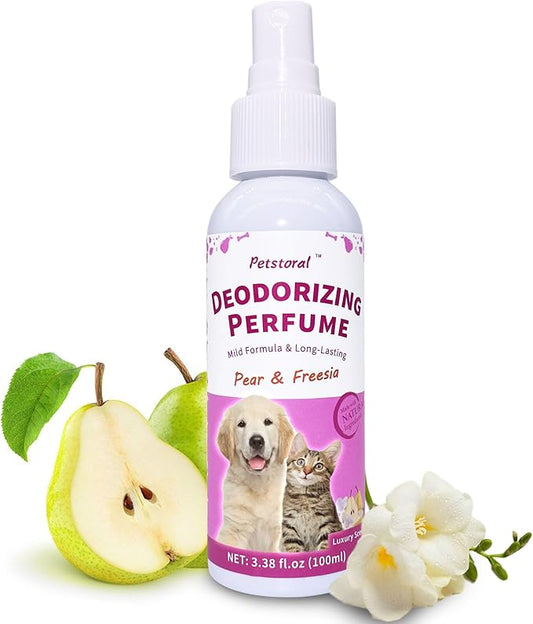 Deodorizing Perfume Spray for Pets, luxury Scent, Long-Lasting Fragrance, 3.38 Fl Oz. (Pear & Freesia)