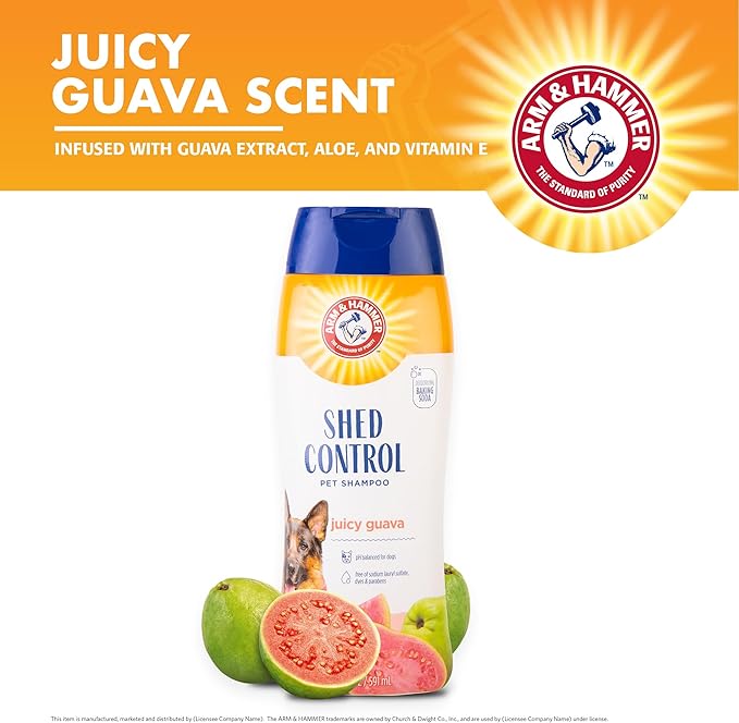 Arm & Hammer for Pets Shed Control Shampoo, Juicy Guava Scent | Professional Quality Dog Shed-Less Shampoo, De-Shedding Dog Shampoo, Free of Sodium Lauryl Sulfate & Parabens, 20 Fl Oz - 6 Pack