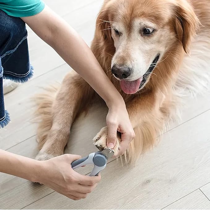 Pet Nail Clipper - Pet Grooming Tool for Nail Clipping and Trimming - Suitable for Dogs and Cats, Equipped with a Safety Guard and Razor Sharp Blade for Precision - plus a Bonus Free Nail File (Blue)