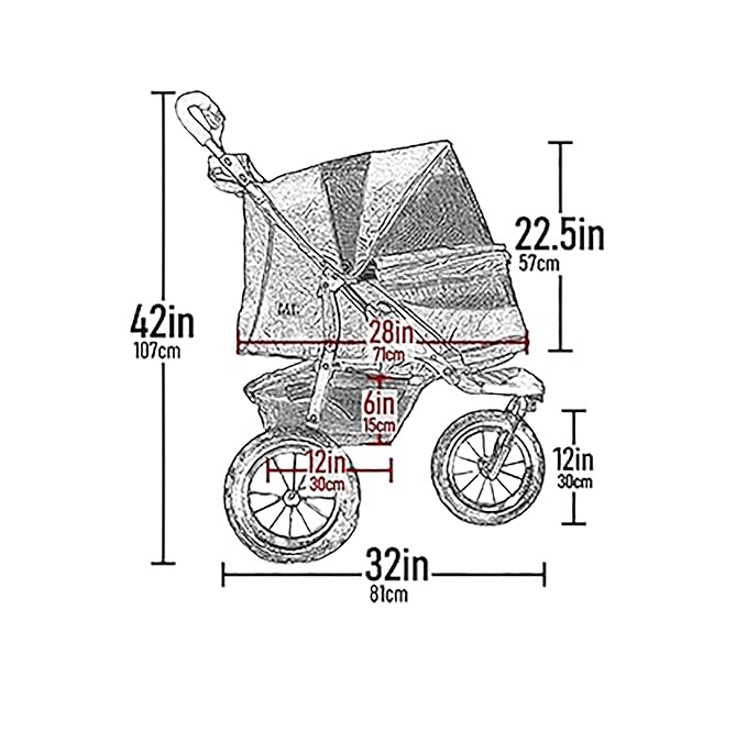 Pet Gear No-Zip Jogger Pet Stroller for Cats/Dogs, Zipperless Entry, Airless Tires, Easy One-Hand Fold, Cup Holder + Storage Basket