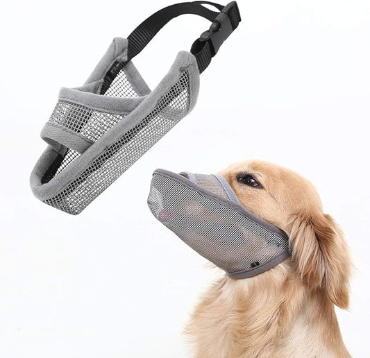 Crazy Felix Nylon Dog Muzzle for Small Medium Large Dogs, Air Mesh Breathable and Drinkable Pet Muzzle for Anti-Biting Anti-Barking Licking (XS, Grey)