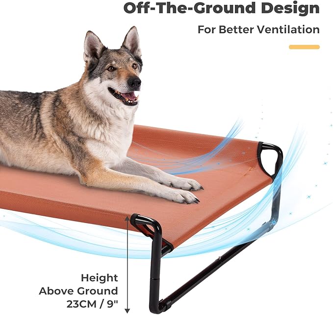 Veehoo Original Cooling Elevated Dog Bed, Outdoor Raised Dog Cots Bed for Large Dogs, Portable Standing Pet Bed with Washable Breathable Mesh, No-Slip Feet for Indoor Outdoor, X-Large, Red, CWC2201