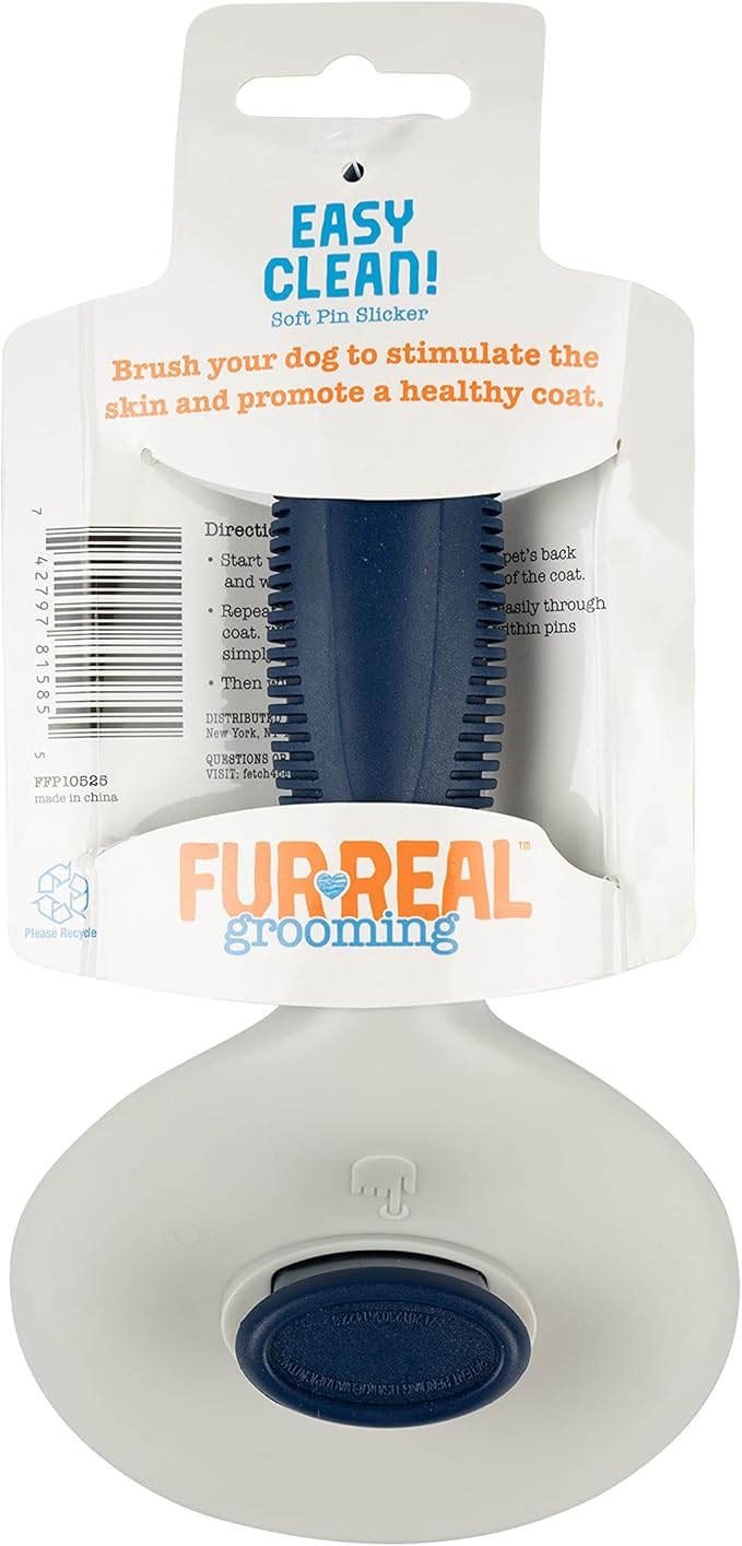 FurReal Dog Grooming Brush - Large Self-Cleaning Slicker for Medium & Long Coats | Removes Loose Hair and Untangles Mats