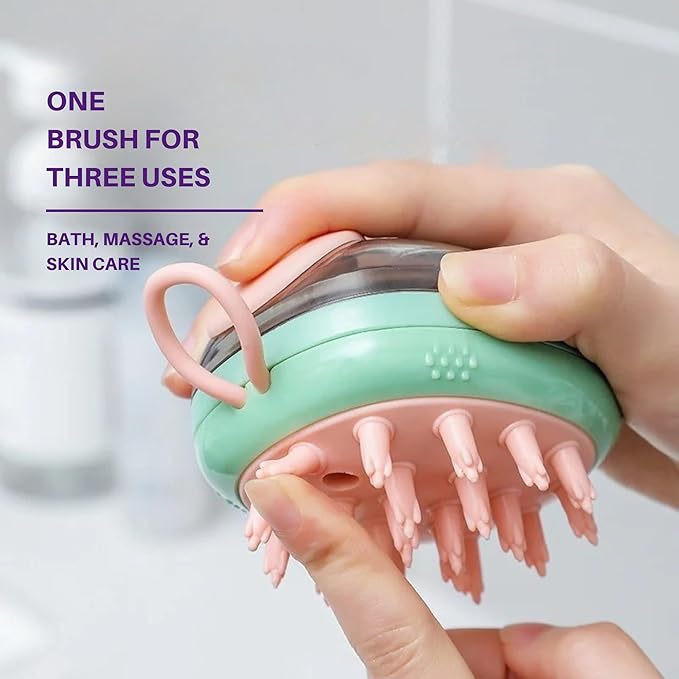 2-in-1 Pet Grooming Brush & Silicone Bath Massager for Dogs and Cats – Soft Bristle Deshedding Comb, Shampoo Dispenser, Skin-Friendly, Easy to Hold & Clean