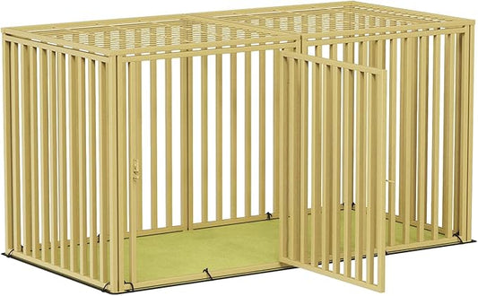 Steel Tube Heavy Large Dog Crate with Mat Base, 48" L x 28" H Dog Crates for Medium Large Dogs, Big Dog Cage, Dog Kennel, Puppy Dog Playpen with Top, Pet Cage, Indoor, Light Green2