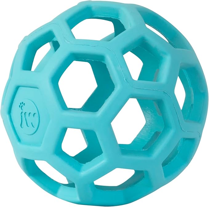 JW Pet HOL-ee Roller™, Dog Toy Puzzle Ball, Natural Rubber, Small (3 Inch Diameter), Blue