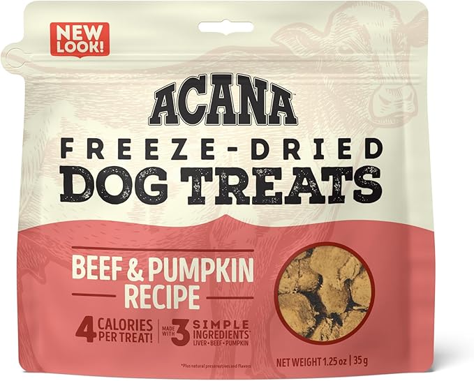Singles Freeze Dried Dog Treats, Limited Ingredient Grain Free Beef & Pumpkin Recipe, 1.25oz