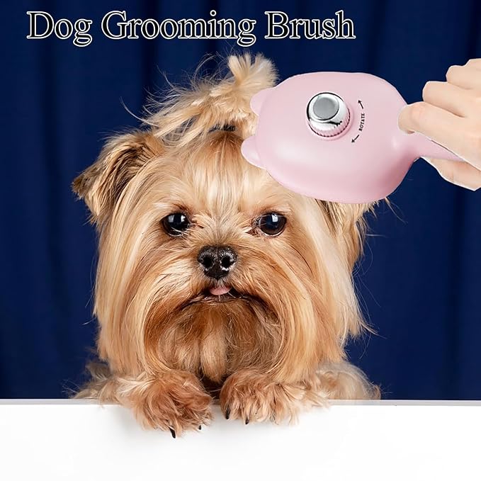Self-Cleaning Dog Brush for Small Breeds - Adjustable Bristle Grooming Tool for Puppies, Yorkies, Shih Tzus, Maltipoos & Malteses (Pink)
