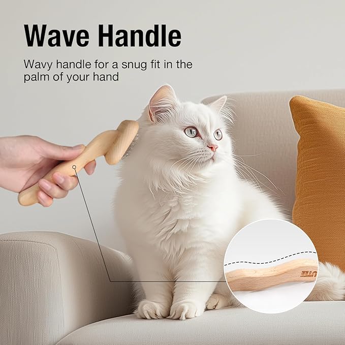 Slicker Brush Groom Like a Professinal Stainless Steel Pins, Lightweight Beech Wood Body, Ground and Polished Tips, Small Pet Bruch