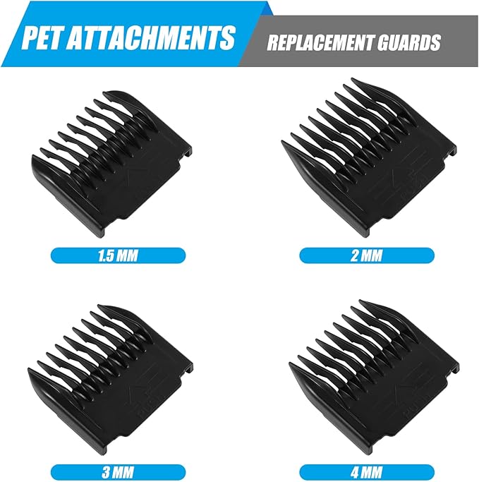 Replacement Blade for Most HOLDOG & oneisall Dog Grooming Clippers, Snap-in Replacement Blades Fit for Most Low Noise Dogs Cats Grooming Clipper, (2 Pack Blade + 4 Pcs Guards)