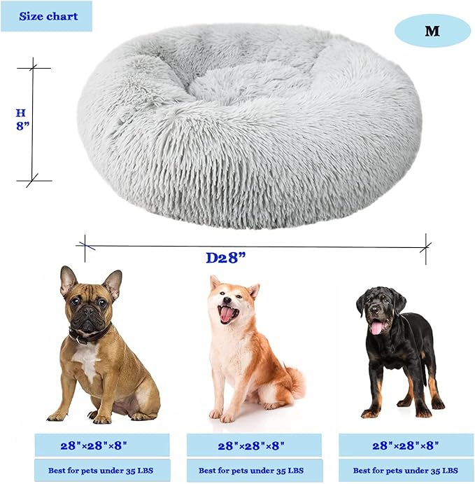 nononfish Dog Beds for Medium Dogs Washable,28 inches Gray Calming and Anti Anxiety Fits up to 45 lbs Pets Beds for Medium Dog.