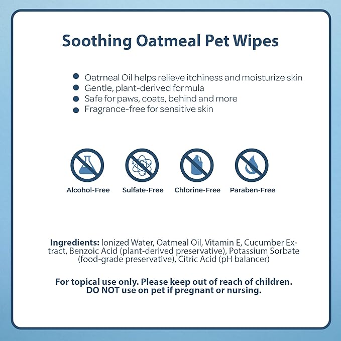 Best Pet Supplies Pet Wipes for Dogs - Dog Wipes Cleaning Deodorizing, or Coats, Ears, Paws - Soothing Oatmeal, 100 Count