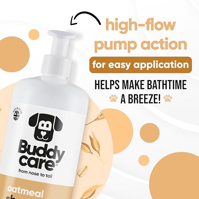 Oatmeal Dog Shampoo by Buddycare | Shampoo for Dogs with Irritated Skin | Relieving and Rehydrating | with Aloe Vera and Pro Vitamin B5 (33.8oz)