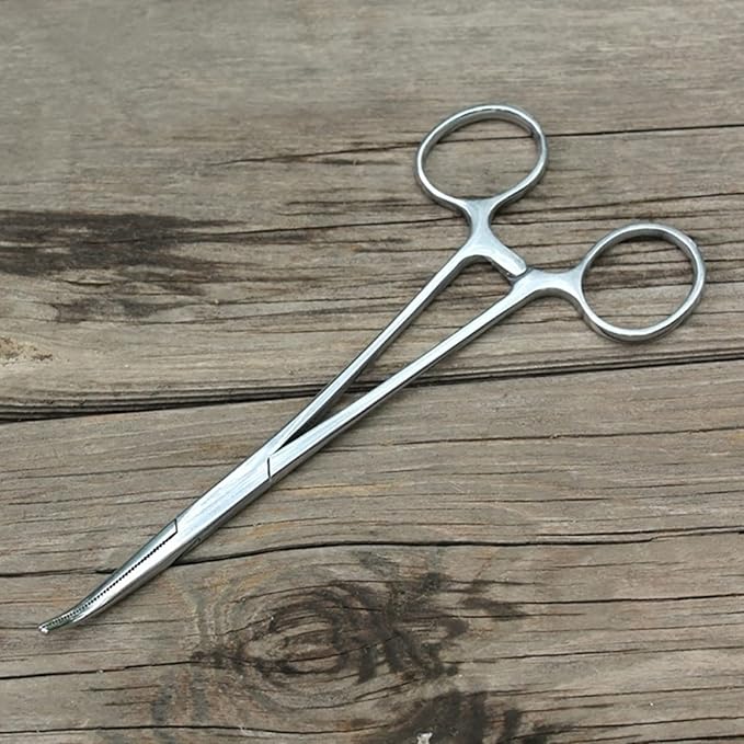 Hemostatic Forceps, Stainless Steel Dog Cat Pet Scissors Ear Hair Clamp Fishing Scissors Tools (18CM bent)
